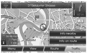 Hyundai Veloster: General operations of map menu. [Traffic] menu