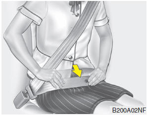 Hyundai Veloster: Shoulder belt extension guide. WARNING