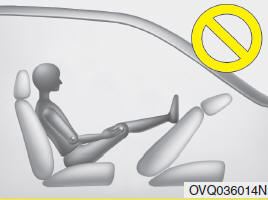 Hyundai Veloster: Main components of occupant classification system. - Never place feet on the front passenger seatback.