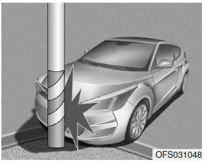 Hyundai Veloster: Curtain air bag.  Air bags may not inflate if the vehicle collides with objects such as utility