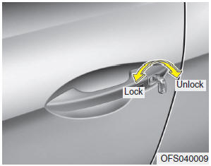 Hyundai Veloster: Operating door locks from outside the vehicle. 