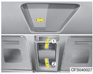 Hyundai Veloster: Sliding the sunroof. Before opening or closing the sunroof, open the sunshade.