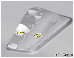 Hyundai Veloster: Sunshade. The sunshade will automatically open, when you push the sunroof control lever