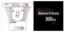 Hyundai Veloster: Gauges. Distance to empty (mi. or km)