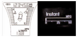 Hyundai Veloster: Gauges. Instant fuel consumption (if equipped) (l/100 km or MPG)