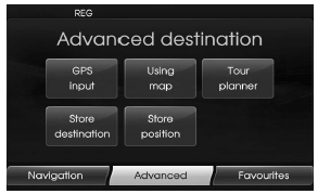 Hyundai Veloster: General operations of destination menu. [Advanced] menu
