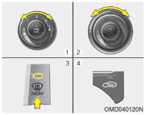 Hyundai Veloster: Manual climate control system. To defog inside windshield