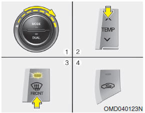 Hyundai Veloster: Automatic climate control system. To defrost outside windshield