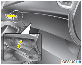 Hyundai Veloster: Glove box. To open the glove box, push the button and the glove box will automatically open.