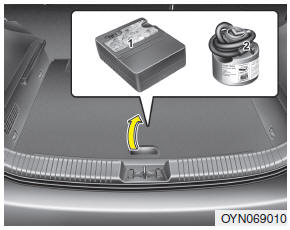 Hyundai Veloster: If you have a flat tire (with tire mobility kit). Please read the instructions before using the Tire Mobility Kit.